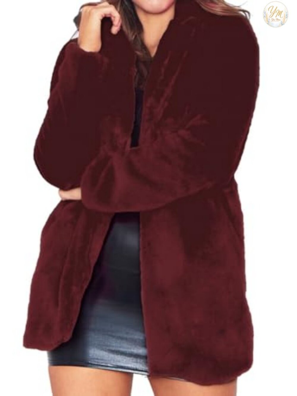 Faux Fur Winter Overcoat with Inner Lining & Buttons Warm Lapel Coat